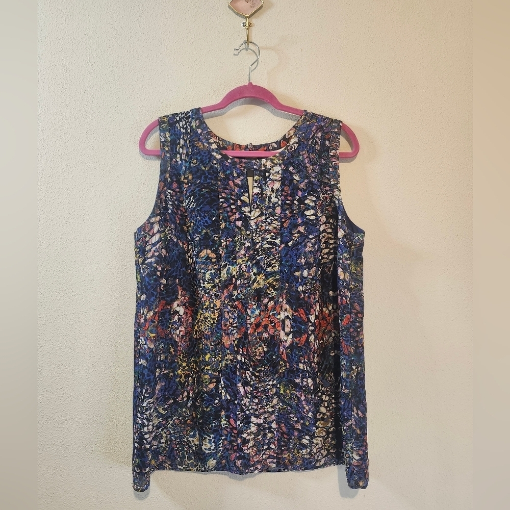 Cabi Women's Stained Glass Keyhole Neckline Sleeveless Tunic/Blouse Size Large - Picture 3 of 9
